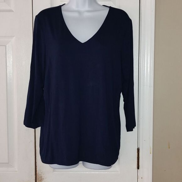 Chico's the ultimate tee  navy 3/4 length sleeve Sz L - Picture 1 of 4